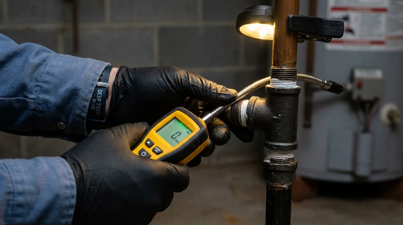Gas leak detection with electronic sniffer by Johns Plumbing LLC in Coldspring